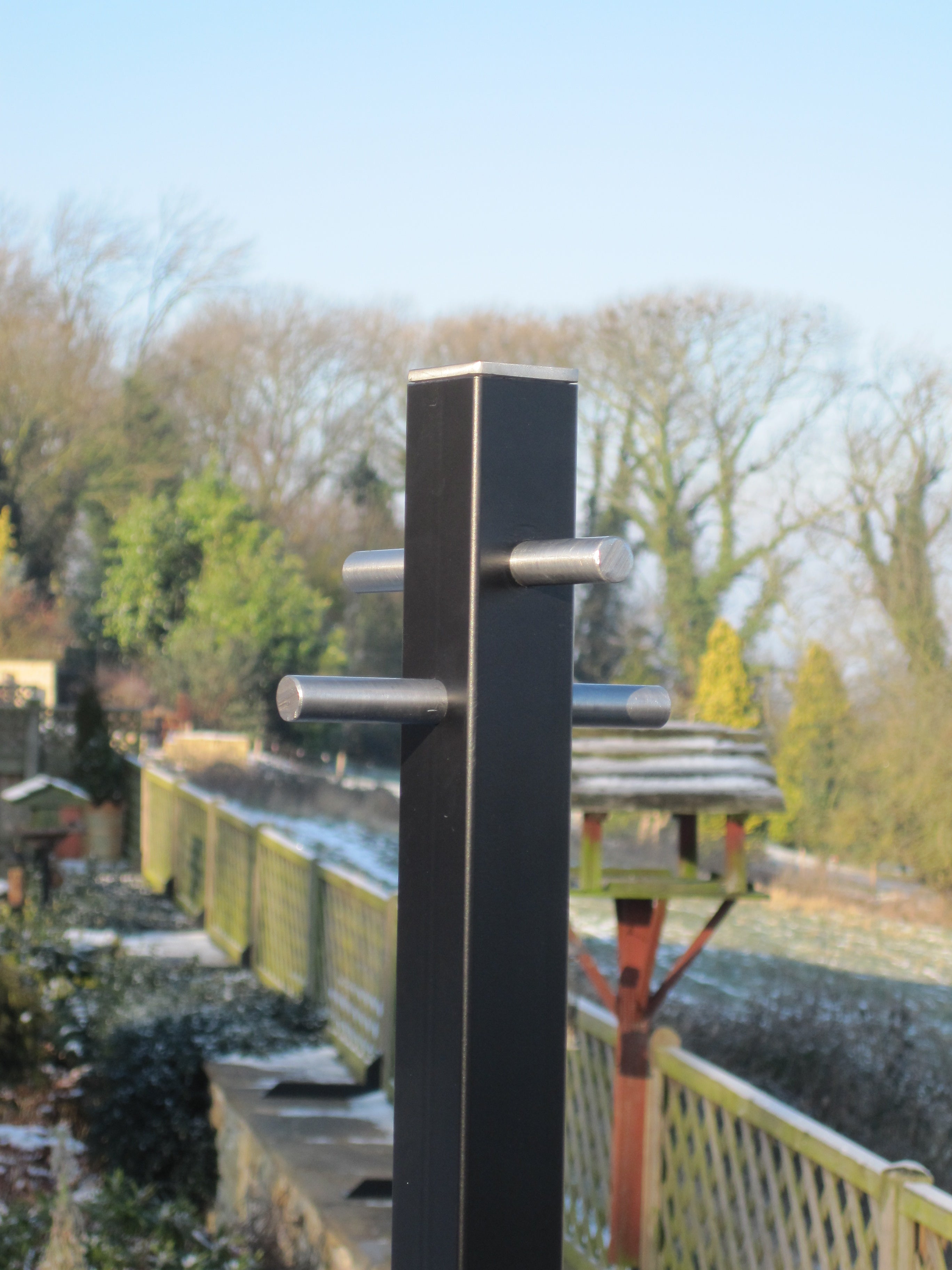 Square black steel washing line post made in Sheffield – DIY Ideas for Repurposing Old Washing Line Poles
