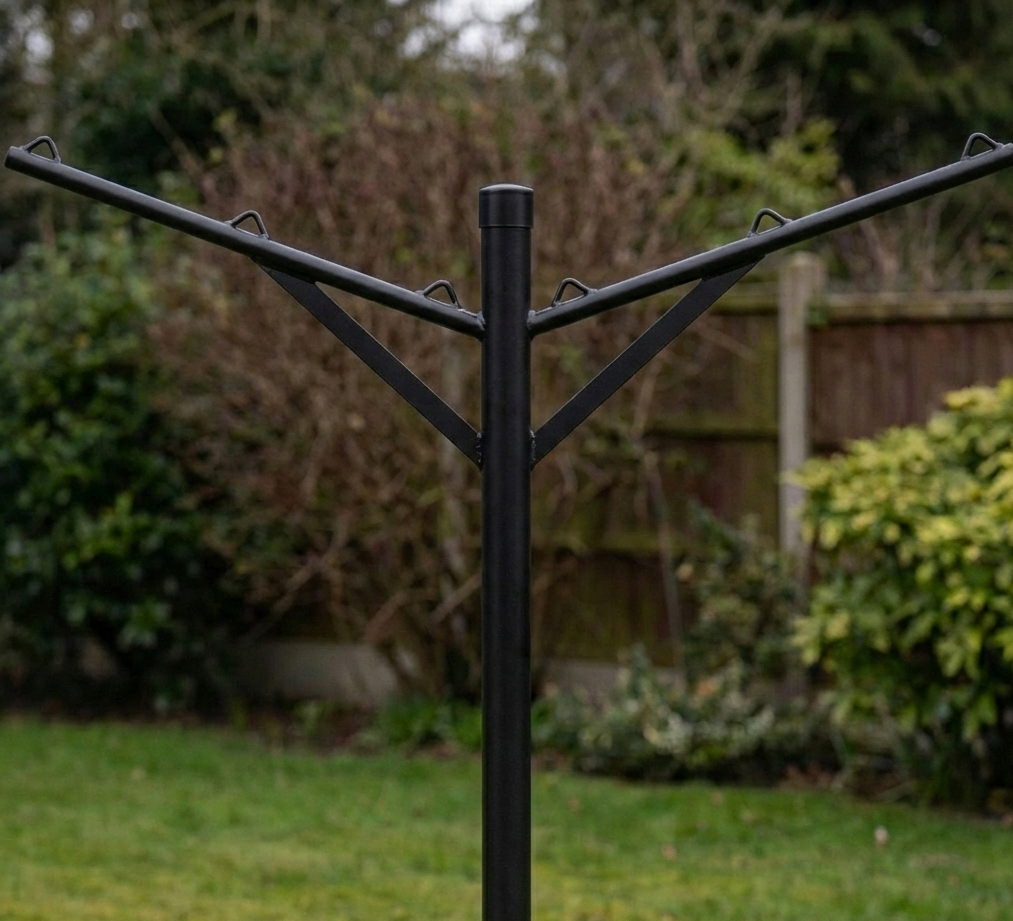 Y-shaped multi-line washing line pole in black