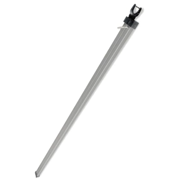 Galvanised steel clothes line prop with a forked top for supporting a washing line
