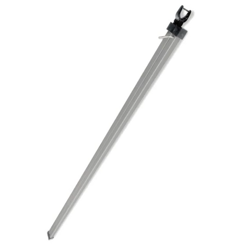 Galvanised steel clothes line prop with a forked top for supporting a washing line