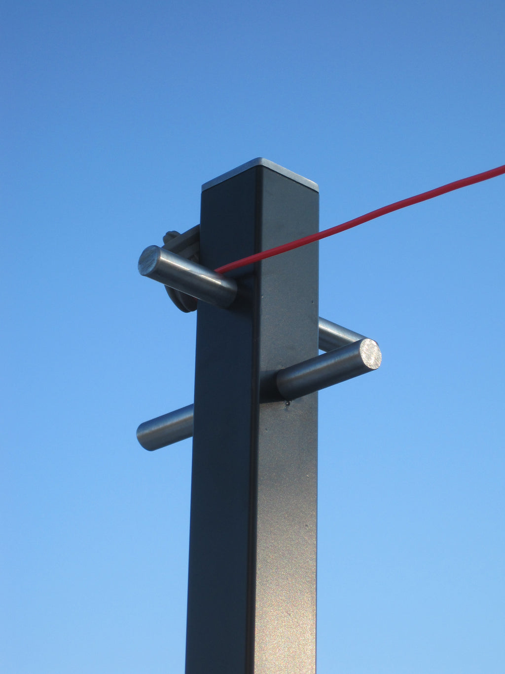 The Modern One — 40mm square black steel washing line pole with stainless fittings