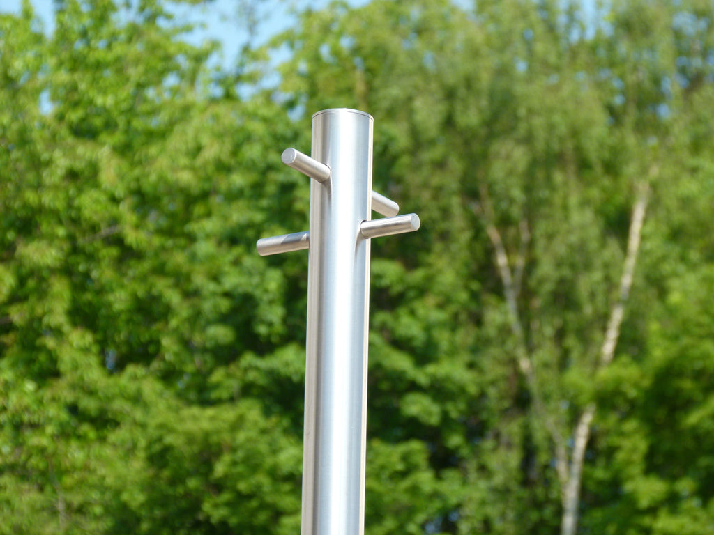 Brushed 316 stainless steel pole, the same 42mm round section used for the stainless festoon lighting pole