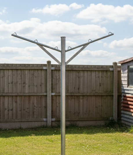 Y-shaped galvanised steel multi-line washing line clothes pole