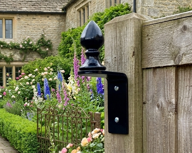 Heavy-duty metal washing line wall bracket fixed to a brick wall