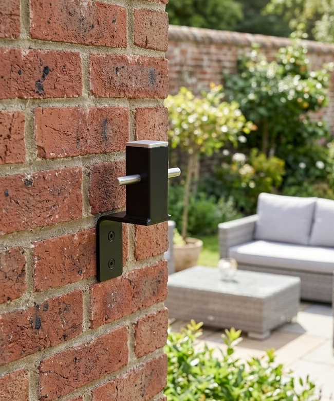 Modern-style wall bracket for a garden washing line pole